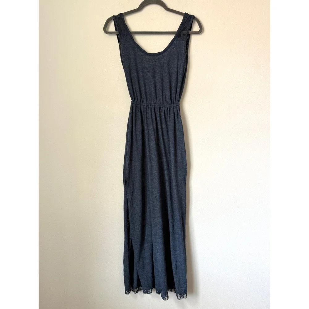 Abercrombie & Fitch Blue Lace Trim Sleeveless Maxi Dress Womens XS V-Back Jersey